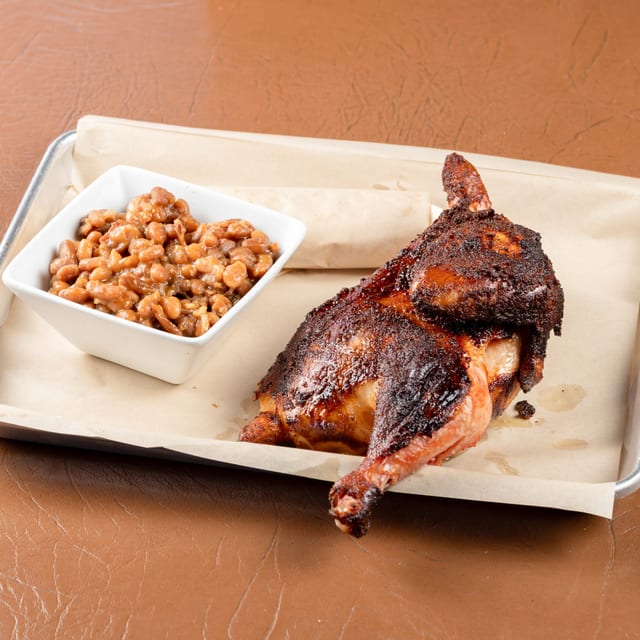 Smoked Half Chicken Platter.