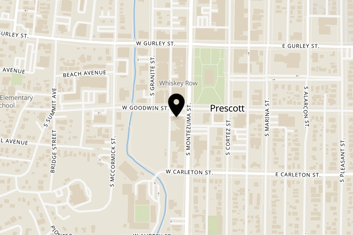 Map showing the location of Doc's BBQ & Whiskey Prescott Prescott on 202 S Montezuma St in Prescott